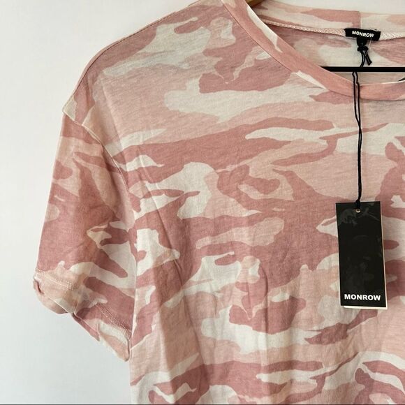NWT Monrow Camo Babydoll Tee in Pink S - Picture 2 of 6